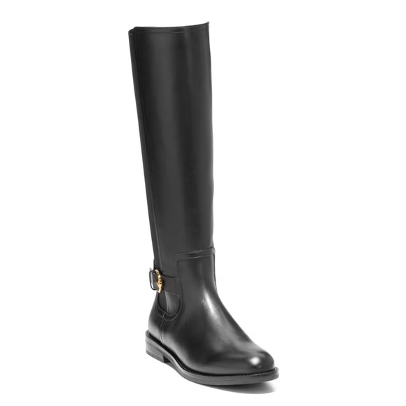 Cole Haan Celestina Tall Leather Boots 9.5M Block Heel Standard Calf Black New - Picture 3 of 8